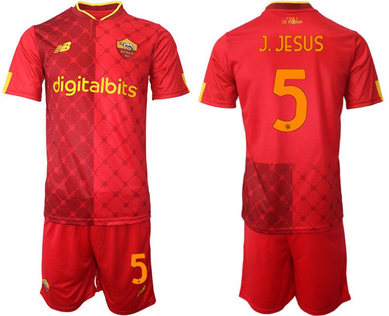 Men 2022-2023 Club AS Rome home red #5 Soccer Jersey->rome jersey->Soccer Club Jersey